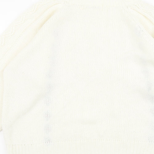 Michelle Zimon Womens Ivory Round Neck Acrylic Pullover Jumper Size 14