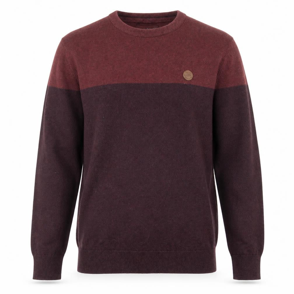 Front view of Springfield men’s red crew neck acrylic jumper, size S, long sleeve