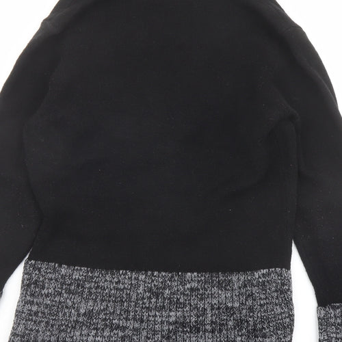 Romamn Womens Black V-Neck Acrylic Pullover Jumper Size 10