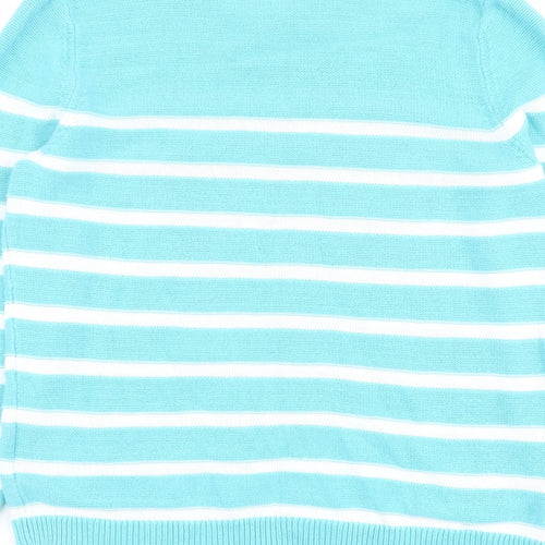 Bonmarché Womens Blue Boat Neck Striped Cotton Pullover Jumper Size M