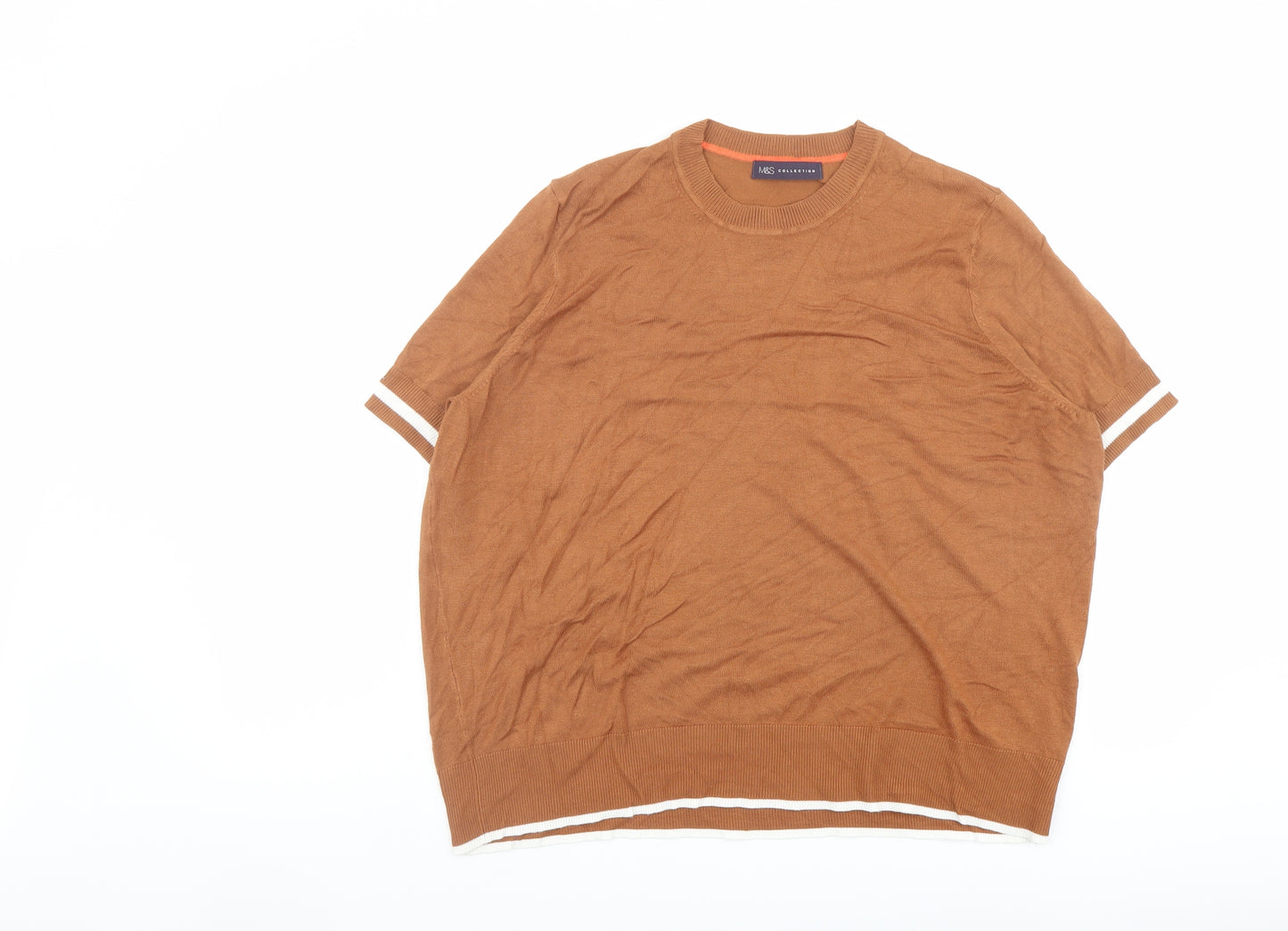 Marks and Spencer Womens Brown Crew Neck Viscose Pullover Jumper Size 18