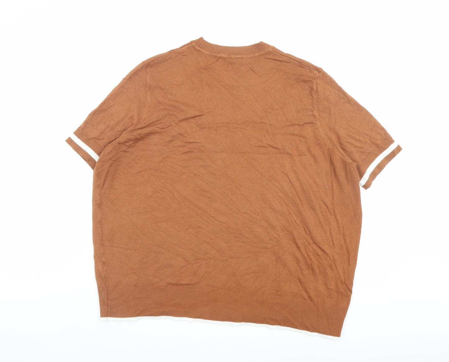 Marks and Spencer Womens Brown Crew Neck Viscose Pullover Jumper Size 18