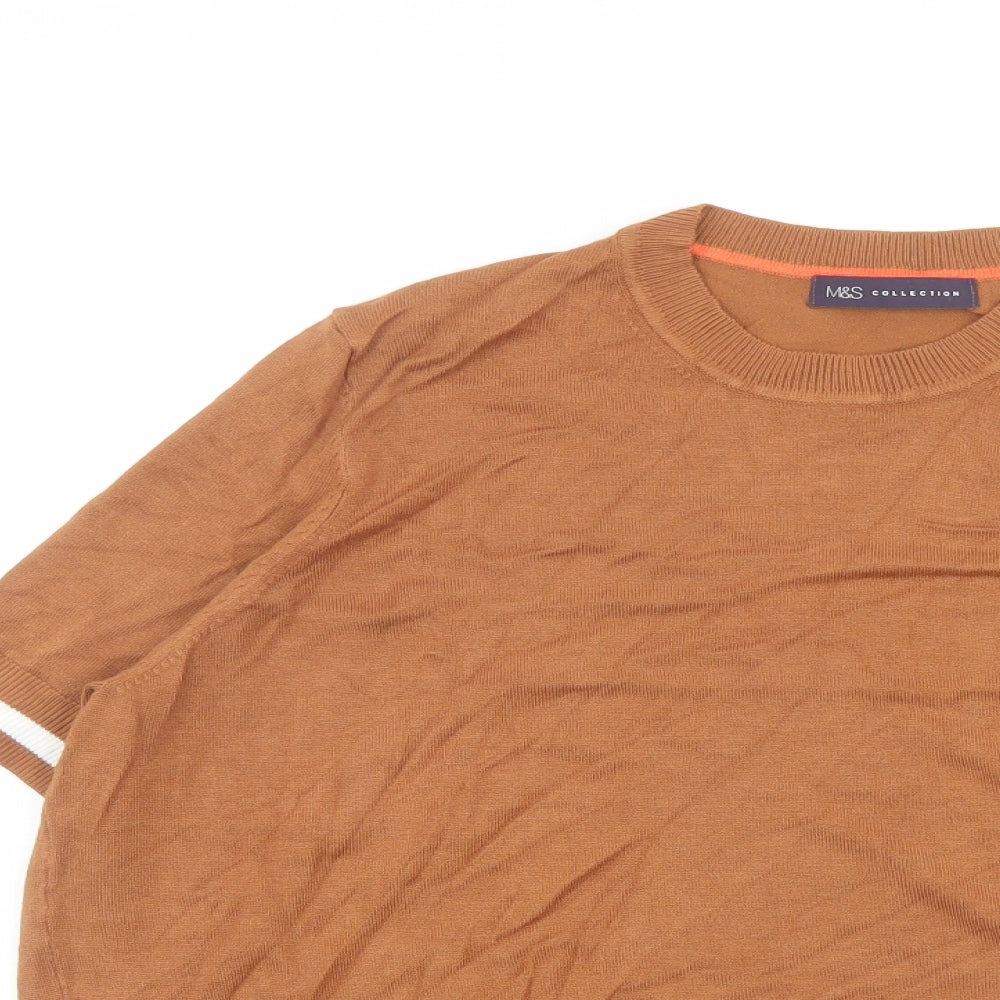 Marks and Spencer Womens Brown Crew Neck Viscose Pullover Jumper Size 18