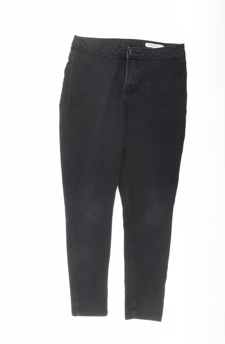 Marks and Spencer Womens Black Cotton Skinny Jeans Size 12 L25 in Regular Button