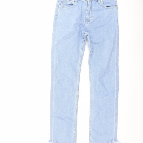 Mango Girls Blue Cotton Straight Jeans Size 10 Years Regular Button