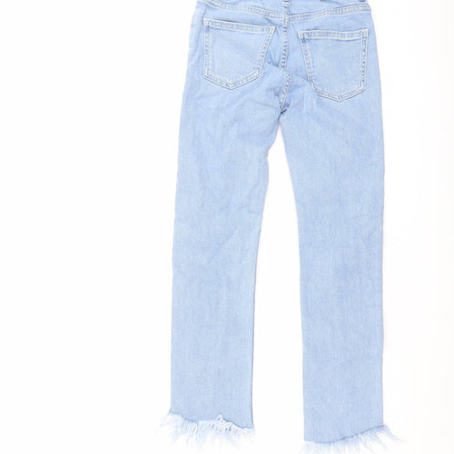 Mango Girls Blue Cotton Straight Jeans Size 10 Years Regular Button
