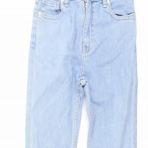 Mango Girls Blue Cotton Straight Jeans Size 10 Years Regular Button