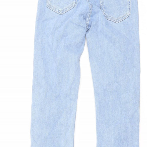 Mango Girls Blue Cotton Straight Jeans Size 10 Years Regular Button