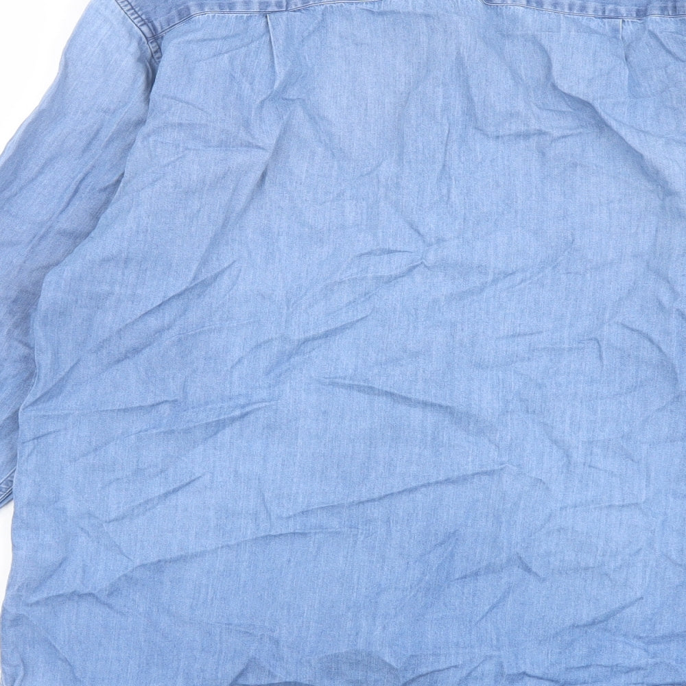Lee Mens Blue Cotton Button-Up Size 15 Collared Button