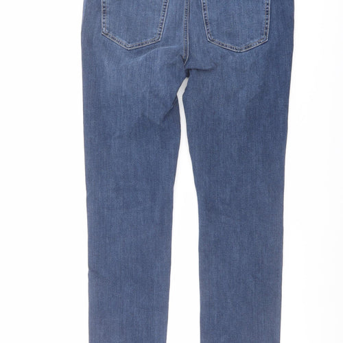Marks and Spencer Womens Blue Cotton Straight Jeans Size 12 L27 in Regular Button