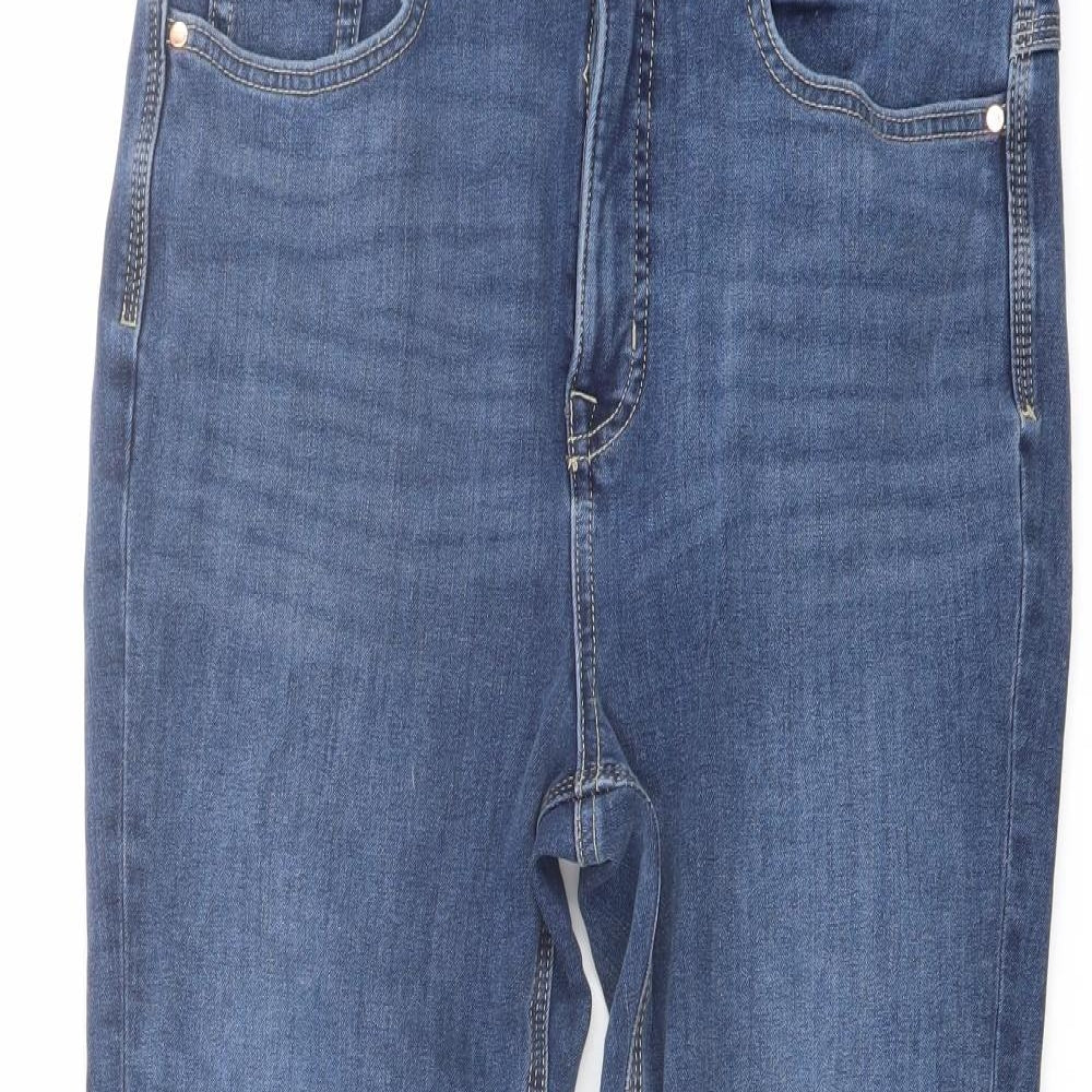 Marks and Spencer Womens Blue Cotton Straight Jeans Size 12 L27 in Regular Button