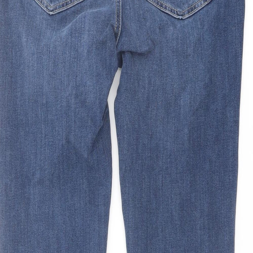 Marks and Spencer Womens Blue Cotton Straight Jeans Size 12 L27 in Regular Button