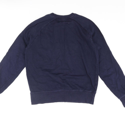 Earth Positive Mens Blue Cotton Pullover Sweatshirt Size S - Embroidered Peace Sign Positive Power