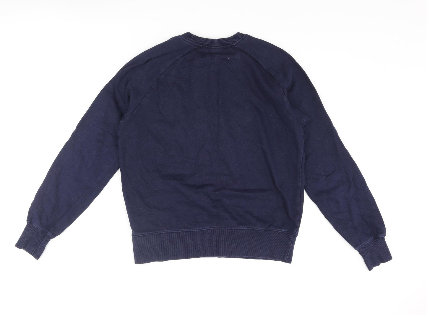 Earth Positive Mens Blue Cotton Pullover Sweatshirt Size S - Embroidered Peace Sign Positive Power