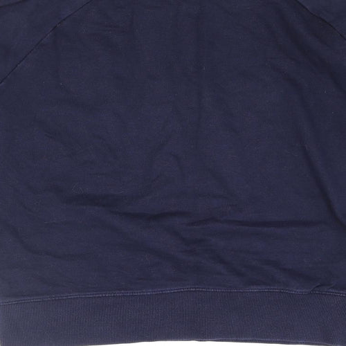 Earth Positive Mens Blue Cotton Pullover Sweatshirt Size S - Embroidered Peace Sign Positive Power