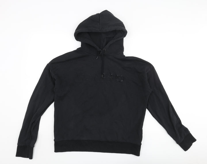 USA Pro Womens Black Polyester Pullover Hoodie Size 16 Pullover - Embroidered Logo
