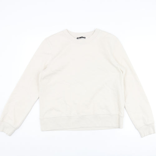 Zara Womens Beige Cotton Pullover Sweatshirt Size M Pullover