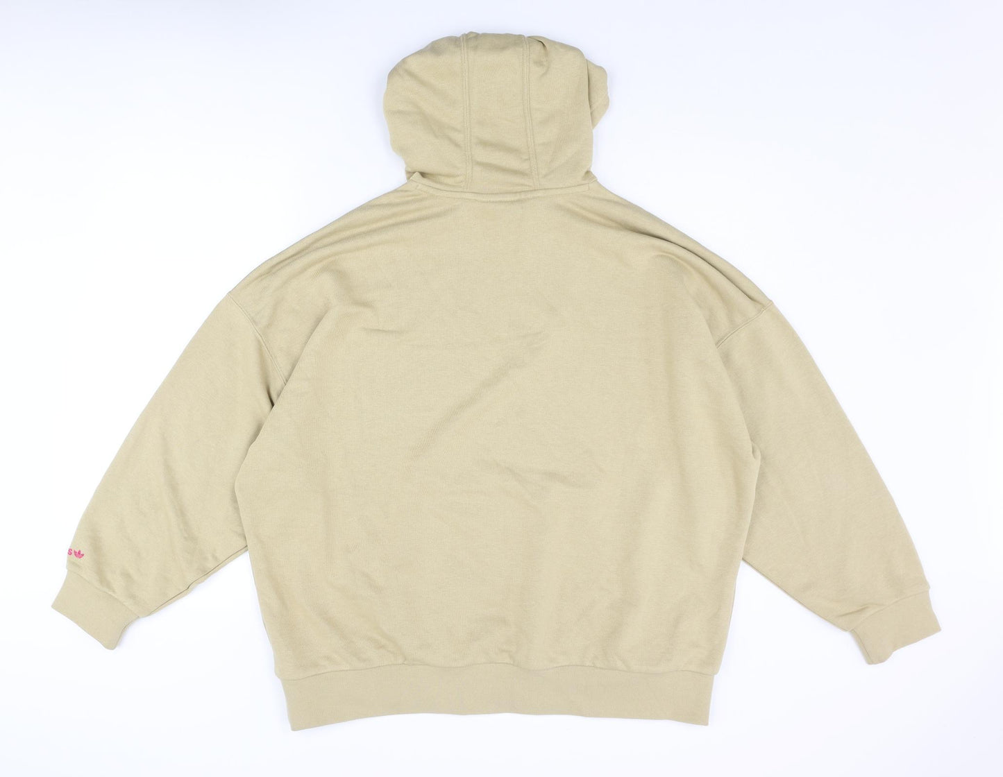 adidas Womens Beige Cotton Pullover Hoodie Size 12 Pullover - Logo Oversized