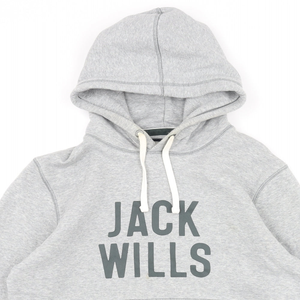 Jack Wills Mens Grey Cotton Pullover Hoodie Size M - Logo