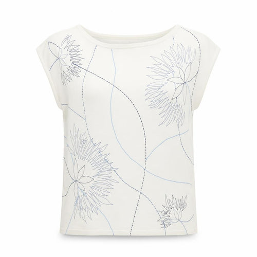 Lakeland Womens White Round Neck Viscose Vest Jumper Size 12 - Floral Embroidery