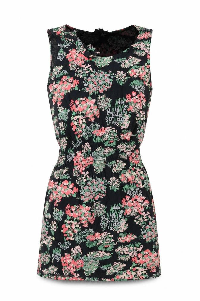 Front view of Topshop women’s multicoloured floral cotton mini, size UK 8, round neck pullover - bow