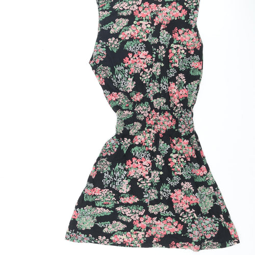Topshop Womens Multicoloured Floral Cotton Mini Size 8 Round Neck Pullover - Bow