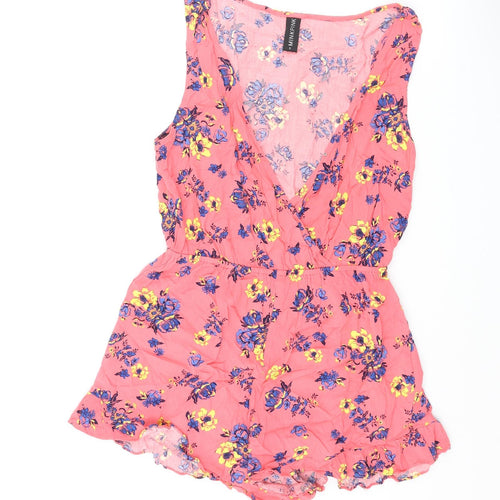 MINKPINK Womens Pink Geometric Vinyl Playsuit One-Piece Size S L3 in Pullover - Frill