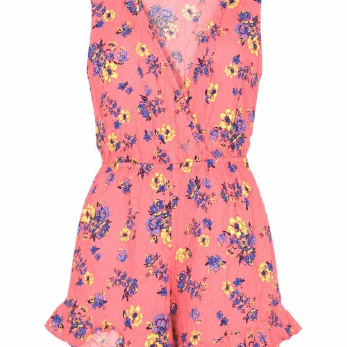 MINKPINK Womens Pink Geometric Vinyl Playsuit One-Piece Size S L3 in Pullover - Frill