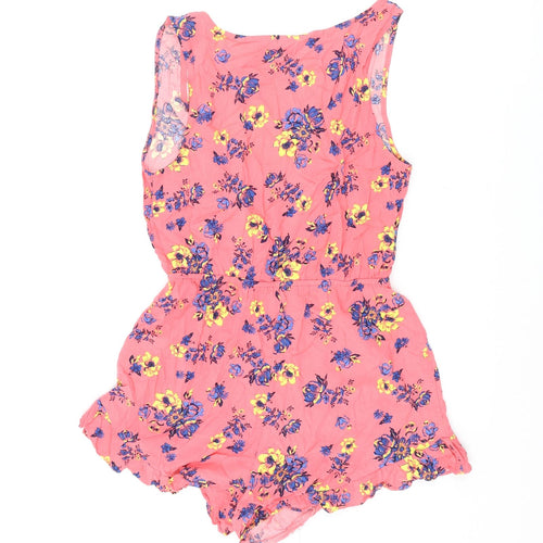 MINKPINK Womens Pink Geometric Vinyl Playsuit One-Piece Size S L3 in Pullover - Frill