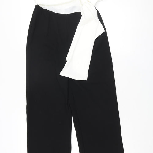 Wallis Womens Black Polyester Jumpsuit One-Piece Size 8 L29 in Zip - Bow