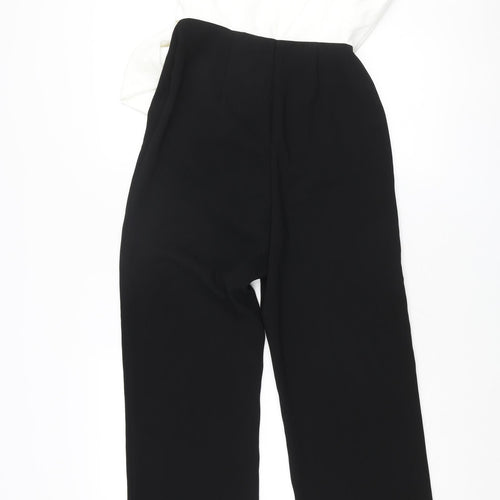 Wallis Womens Black Polyester Jumpsuit One-Piece Size 8 L29 in Zip - Bow