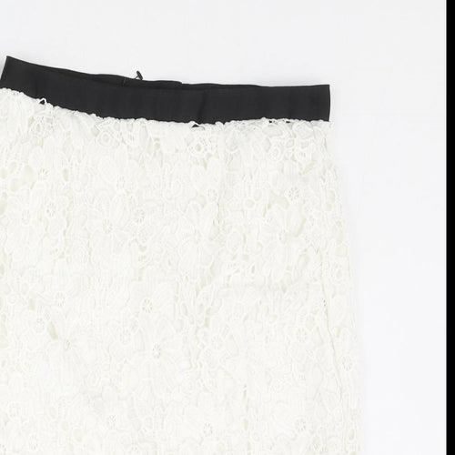 French Connection Womens White Floral Polyester Mini Skirt Size 6 Zip