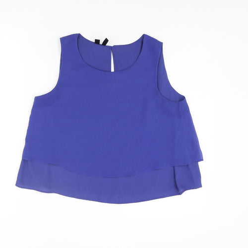 Mango Womens Blue Polyester Camisole Blouse Size S Scoop Neck - Layered