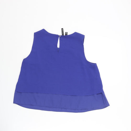 Mango Womens Blue Polyester Camisole Blouse Size S Scoop Neck - Layered