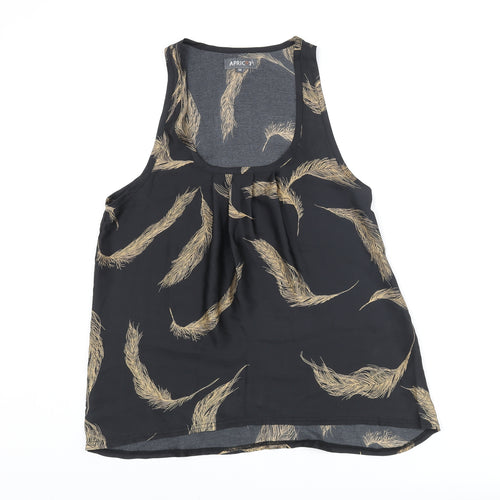 Apricot Womens Black Geometric Polyester Camisole Blouse Size M Scoop Neck - Feather