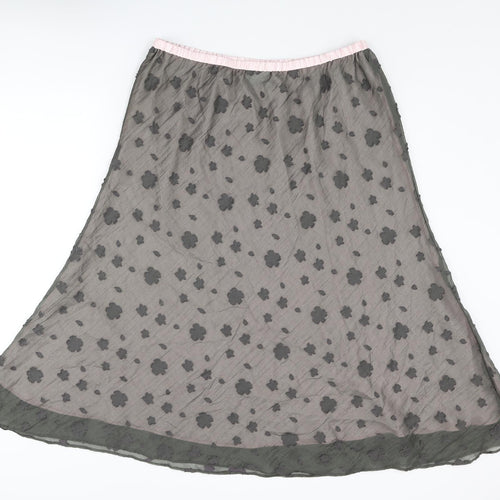 Jacques Vert Womens Grey Floral Nylon Flare Skirt Size 16