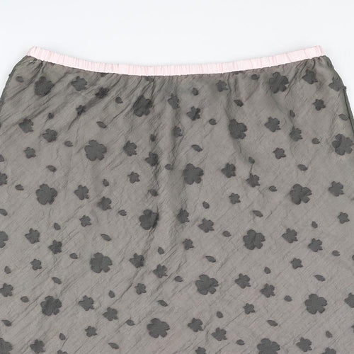 Jacques Vert Womens Grey Floral Nylon Flare Skirt Size 16