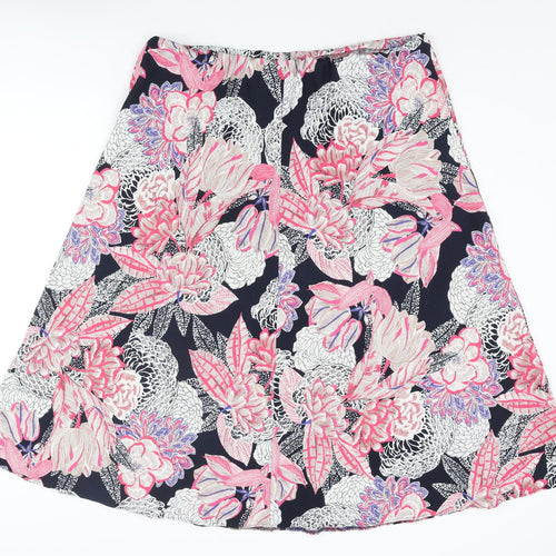 Classic Womens Multicoloured Floral Polyester A-Line Skirt Size 20