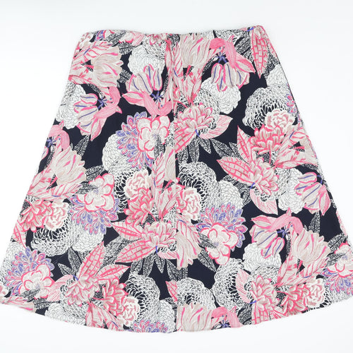 Classic Womens Multicoloured Floral Polyester A-Line Skirt Size 20