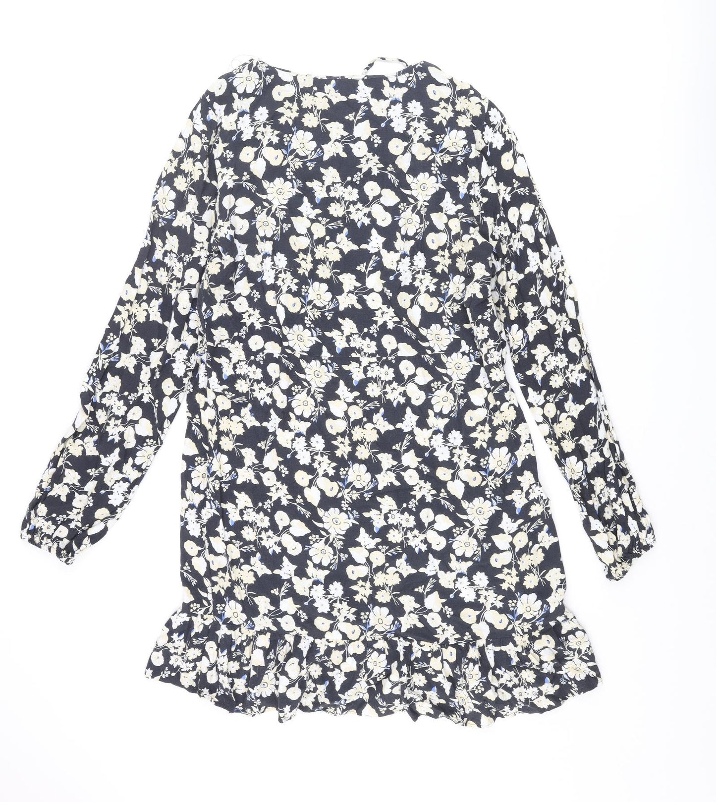 NEXT Womens Multicoloured Floral Viscose Shift Size 14 V-Neck Tie - Keyhole Frill