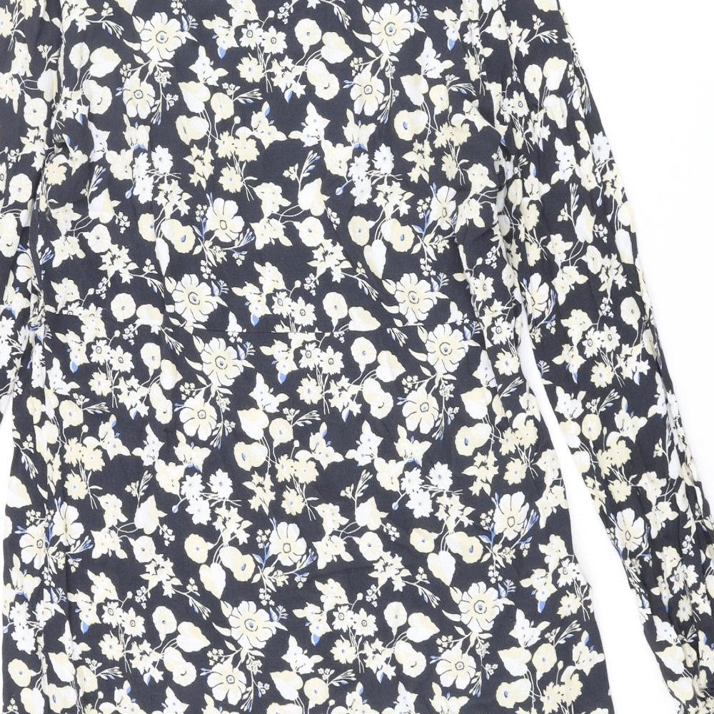 NEXT Womens Multicoloured Floral Viscose Shift Size 14 V-Neck Tie - Keyhole Frill