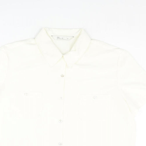 BHS Womens Ivory Polyester Basic Button-Up Size 16 Collared