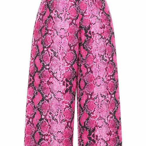 Quiz Womens Pink Animal Print Polyester Cropped Trousers Size 8 L22 in Regular - Frill Culotte Snake Print