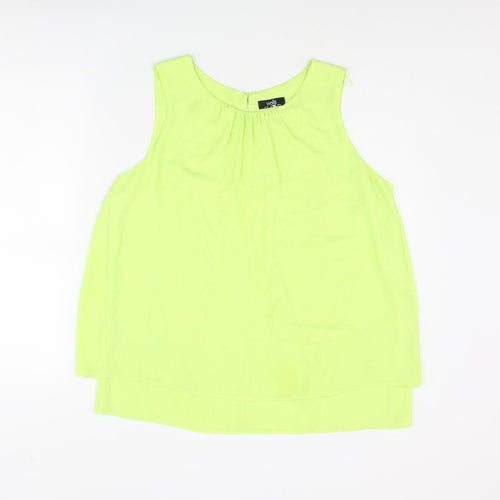 Wallis Womens Green Polyester Camisole Blouse Size 14 Round Neck - Layered