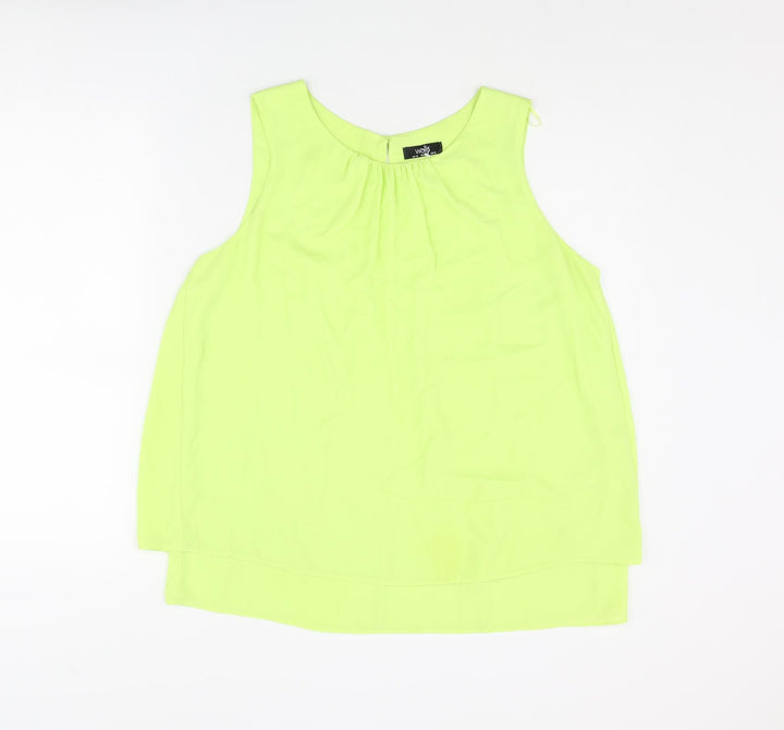 Wallis Womens Green Polyester Camisole Blouse Size 14 Round Neck - Layered