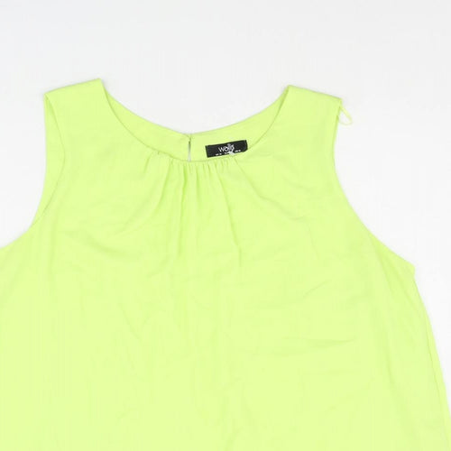 Wallis Womens Green Polyester Camisole Blouse Size 14 Round Neck - Layered