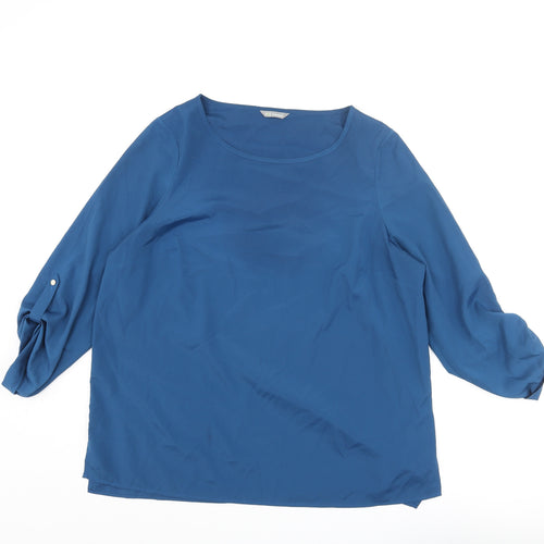 Marks and Spencer Womens Blue Polyester Basic Blouse Size 10 Off the Shoulder
