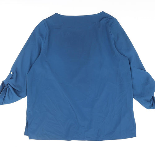 Marks and Spencer Womens Blue Polyester Basic Blouse Size 10 Off the Shoulder