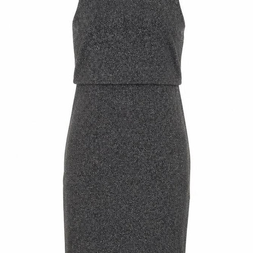 Topshop Womens Silver Viscose Tank Dress Size 8 Round Neck Pullover - Layered Glitter