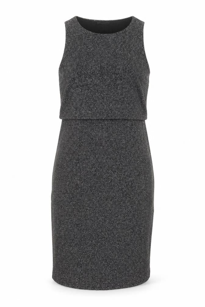 Topshop Womens Silver Viscose Tank Dress Size 8 Round Neck Pullover - Layered Glitter